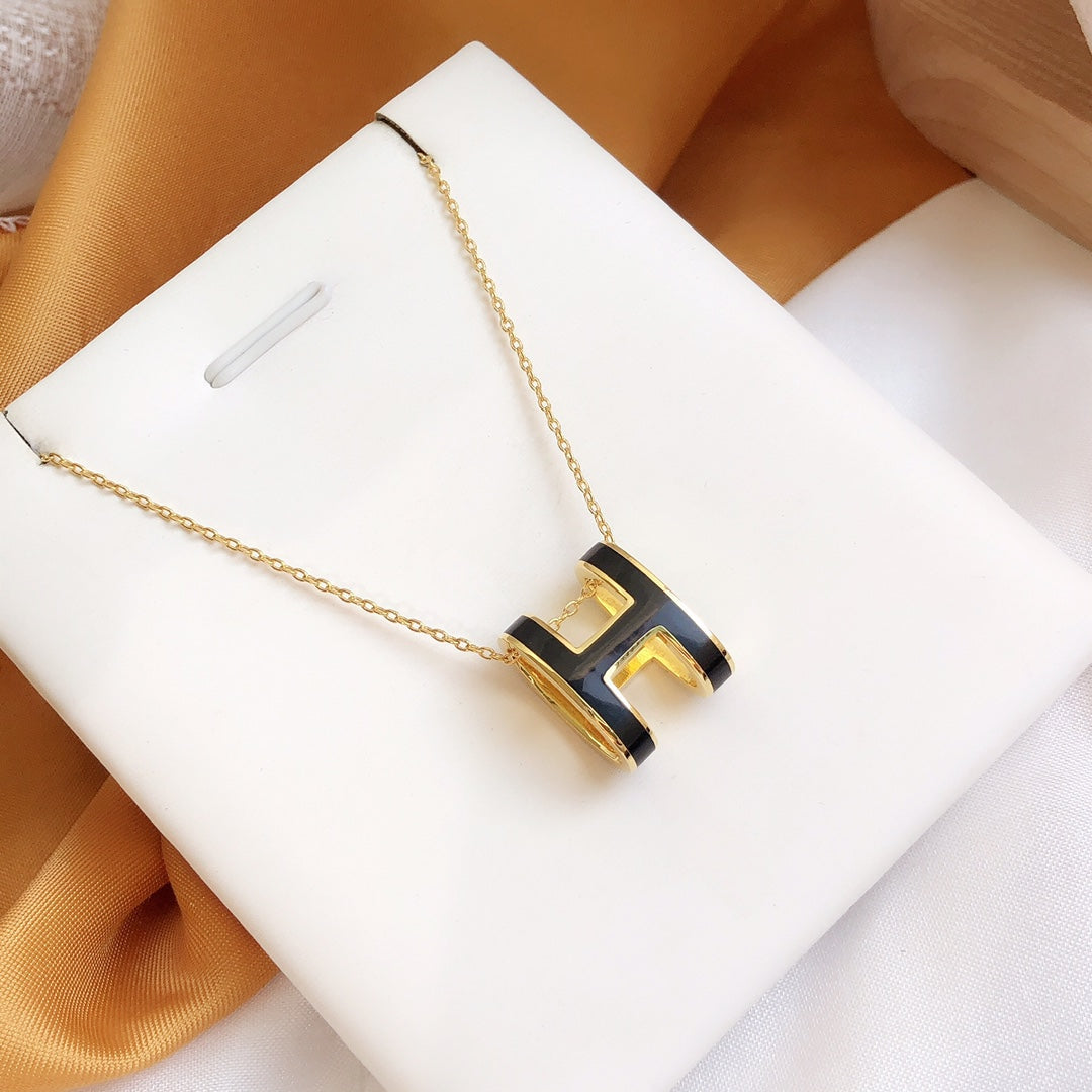 ¡®lume Jewelry¡¯HM CLIC BLACK ENAMEL GOLD NECKLACE