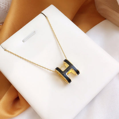 ¡®lume Jewelry¡¯HM CLIC BLACK ENAMEL GOLD NECKLACE