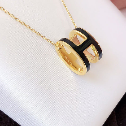 ¡®lume Jewelry¡¯HM CLIC BLACK ENAMEL GOLD NECKLACE