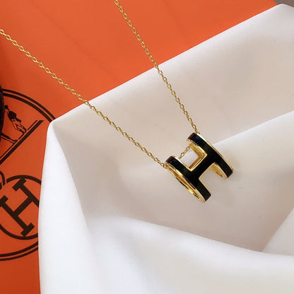 ¡®lume Jewelry¡¯HM CLIC BLACK ENAMEL GOLD NECKLACE