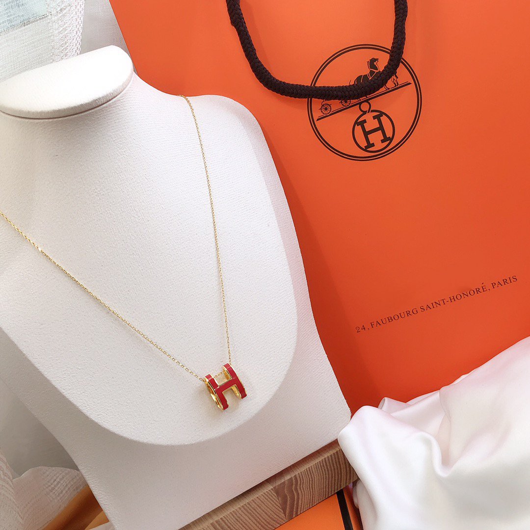 ¡®lume Jewelry¡¯HM CLIC RED ENAMEL GOLD NECKLACE