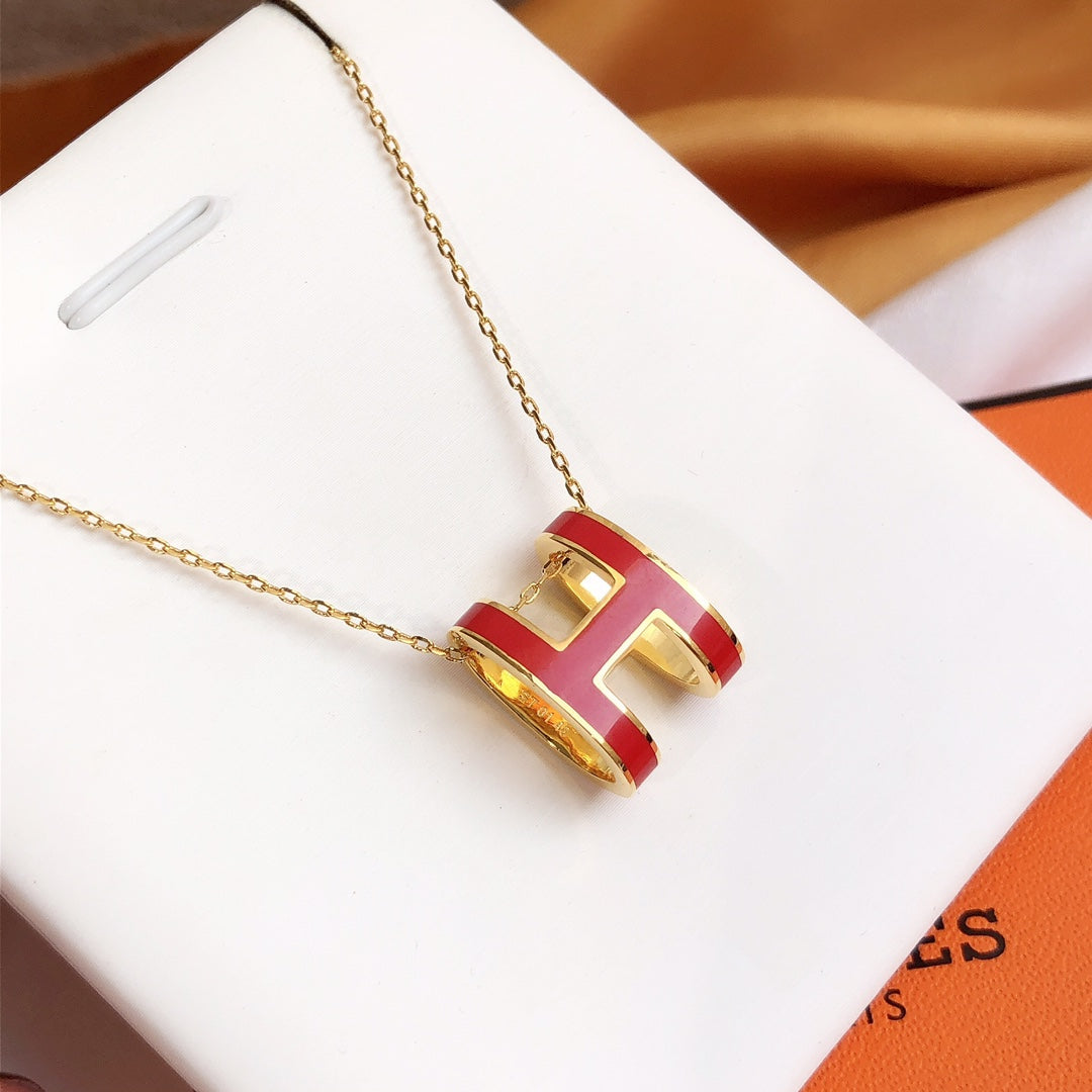 ¡®lume Jewelry¡¯HM CLIC RED ENAMEL GOLD NECKLACE