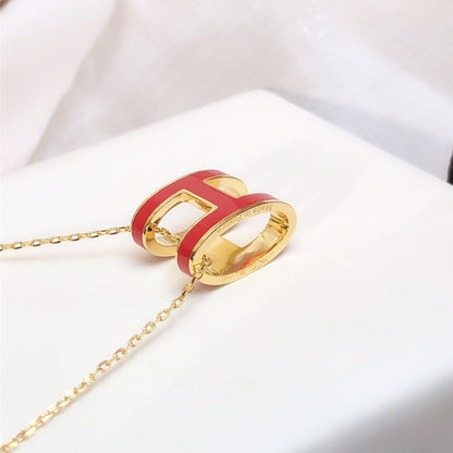 ¡®lume Jewelry¡¯HM CLIC RED ENAMEL GOLD NECKLACE