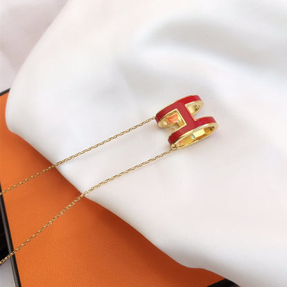 ¡®lume Jewelry¡¯HM CLIC RED ENAMEL GOLD NECKLACE