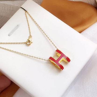 ¡®lume Jewelry¡¯HM CLIC RED ENAMEL GOLD NECKLACE