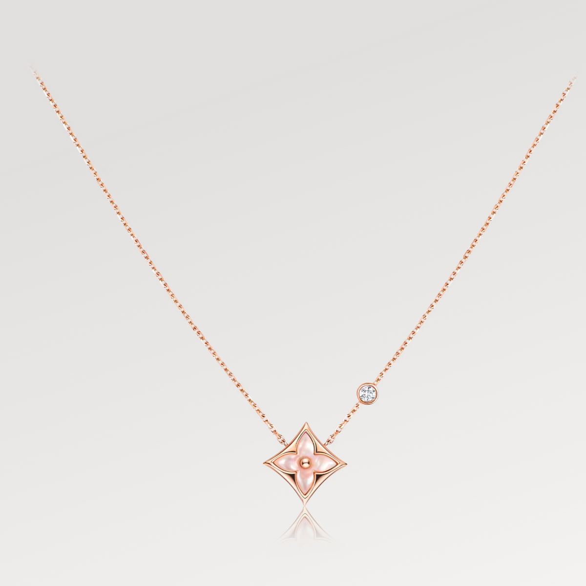 ¡®lume Jewelry¡¯STAR PINK MOP 1 DIAMOND PINK GOLD NECKLACE