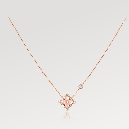 ¡®lume Jewelry¡¯STAR PINK MOP 1 DIAMOND PINK GOLD NECKLACE