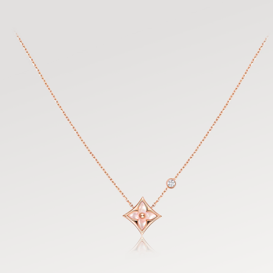 ¡®lume Jewelry¡¯STAR PINK MOP 1 DIAMOND PINK GOLD NECKLACE