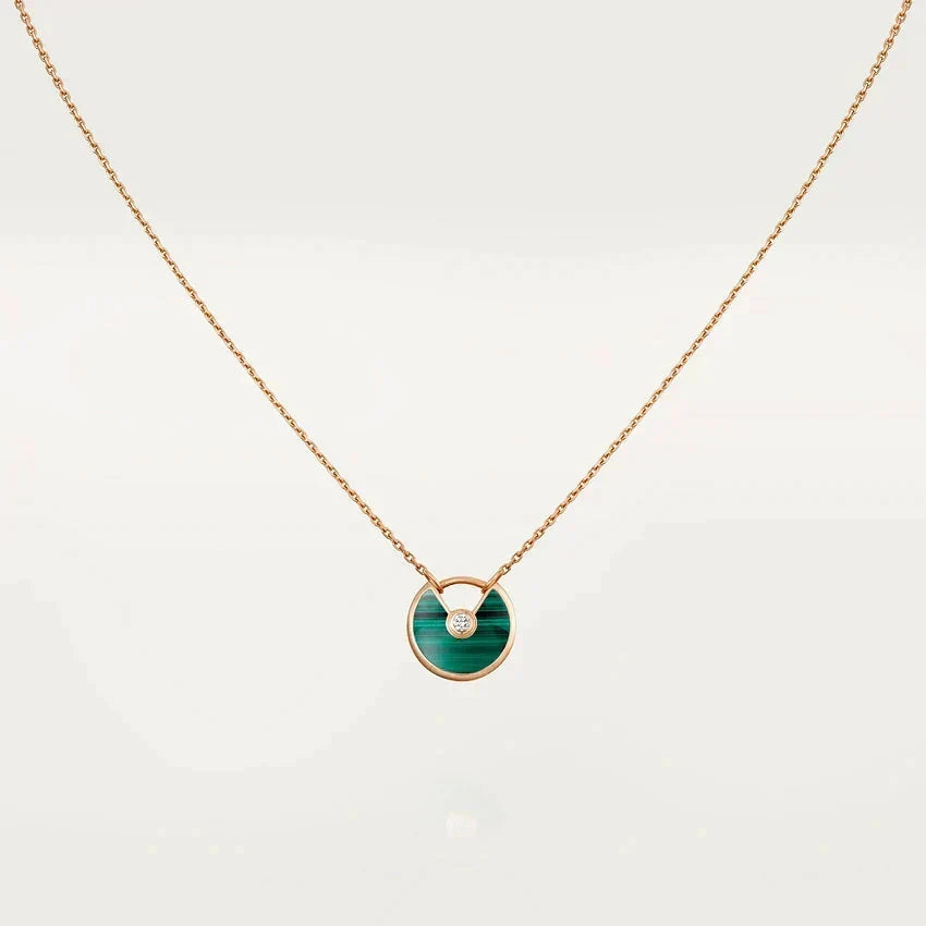 ¡®lume Jewelry¡¯AMULETTE ROSE GOLD MALACHITE NECKLACE