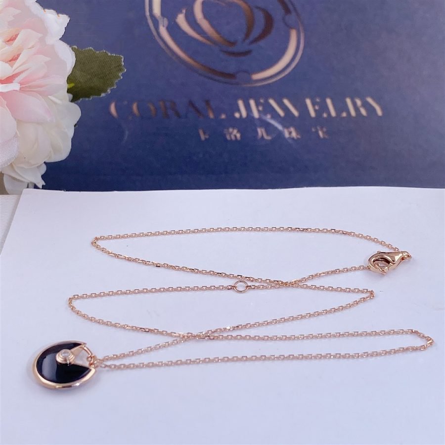 ¡®lume Jewelry¡¯AMULETTE ROSE GOLD ONYX NECKLACE