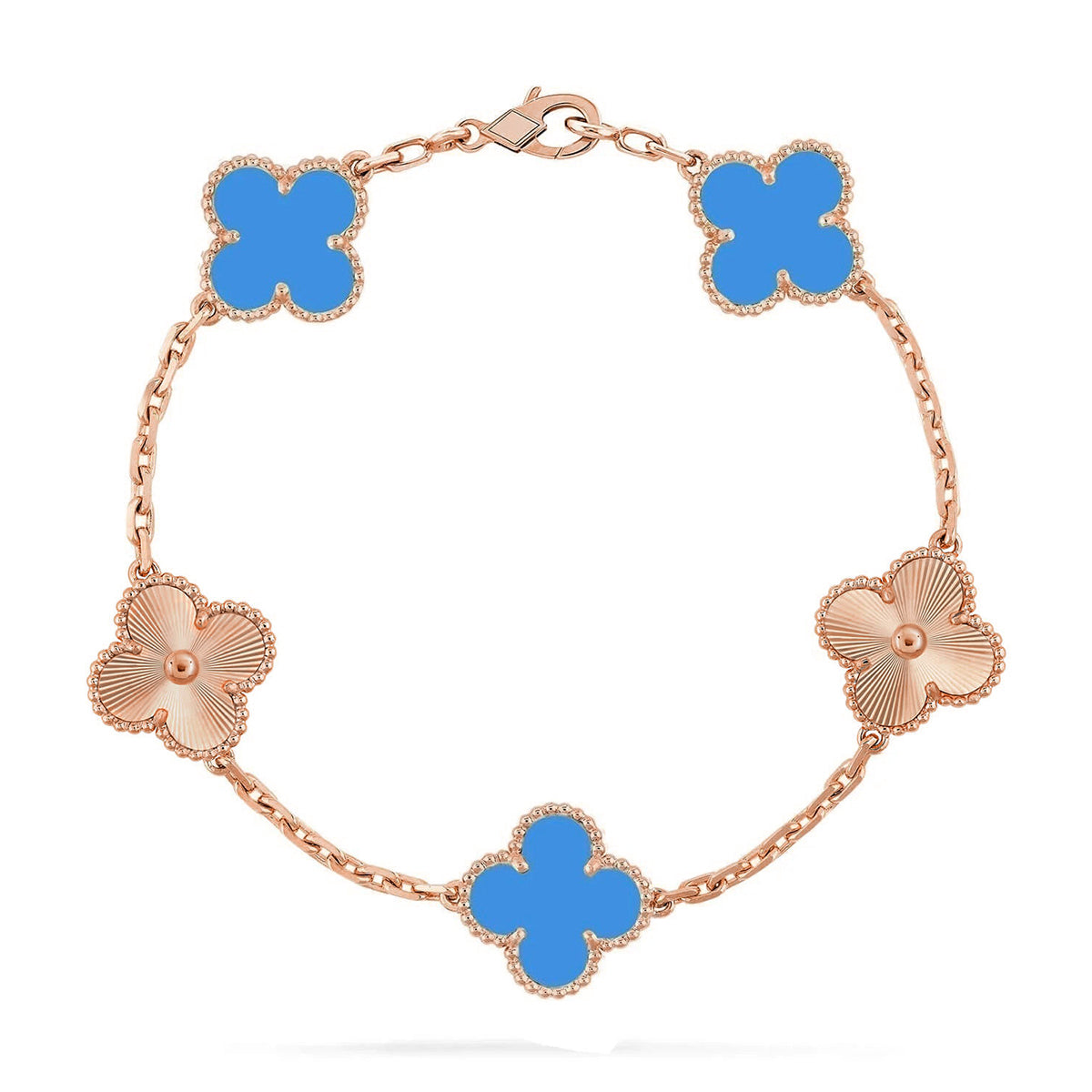 [lume Jewelry]New CLOVER 5 MOTIF BLUE AGATE BRACELET COLLECTION