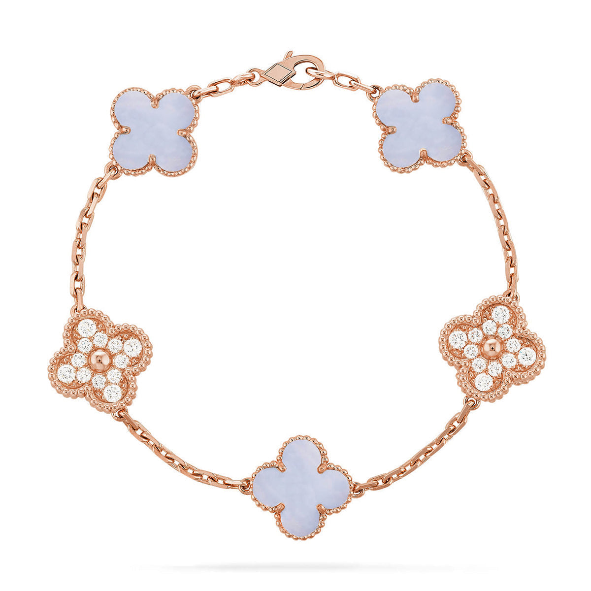 [lume Jewelry]New  CLOVER 5 MOTIF PURPLE CHALCEDONY BRACELET COLLECTION