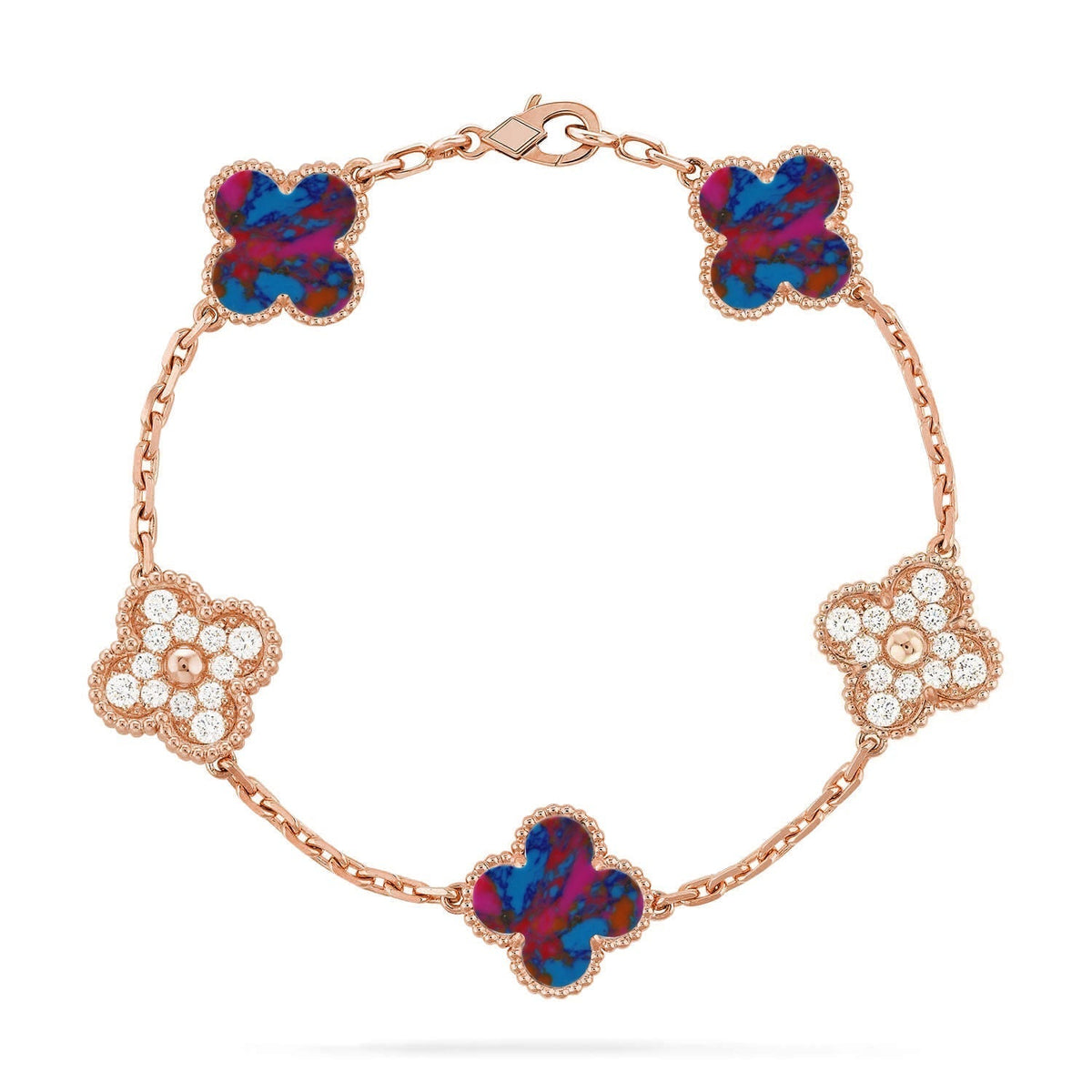 [lume Jewelry]New CLOVER 5 MOTIF COLOR GEMSTONES BRACELET COLLECTION