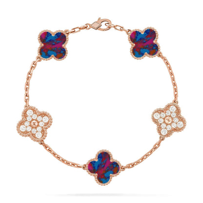 [lume Jewelry]New CLOVER 5 MOTIF COLOR GEMSTONES BRACELET COLLECTION