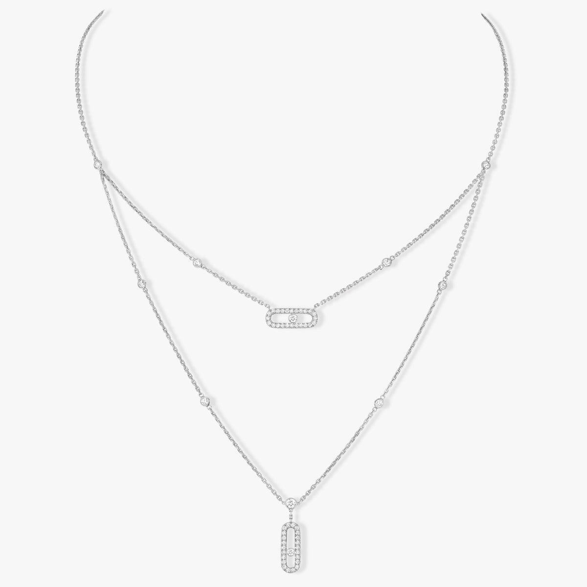[lume Jewelry]MOVE 2 ROW DIAMOND NECKLACE