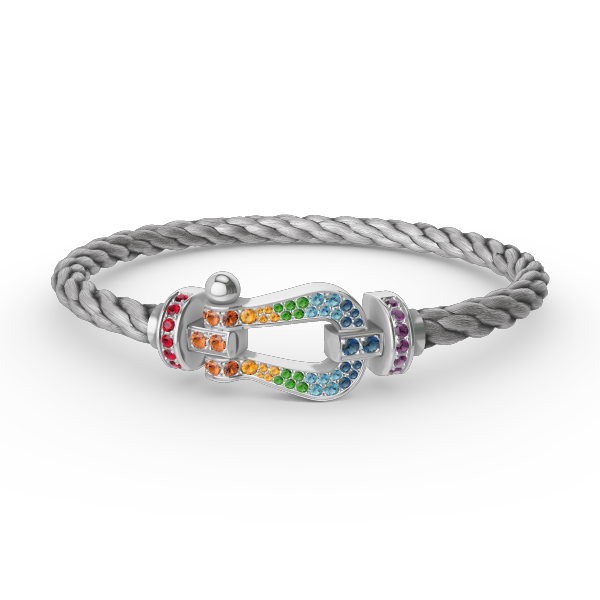 ¡®lume Jewelry¡¯FORC LARGE HORSESHOE  COLORED DIAMOND BRACELET SILVER