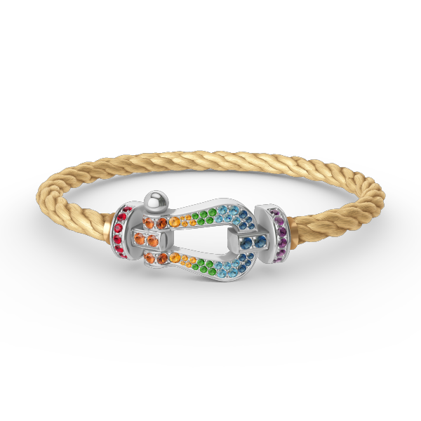 ¡®lume Jewelry¡¯FORC LARGE HORSESHOE  COLORED DIAMOND BRACELET SILVER