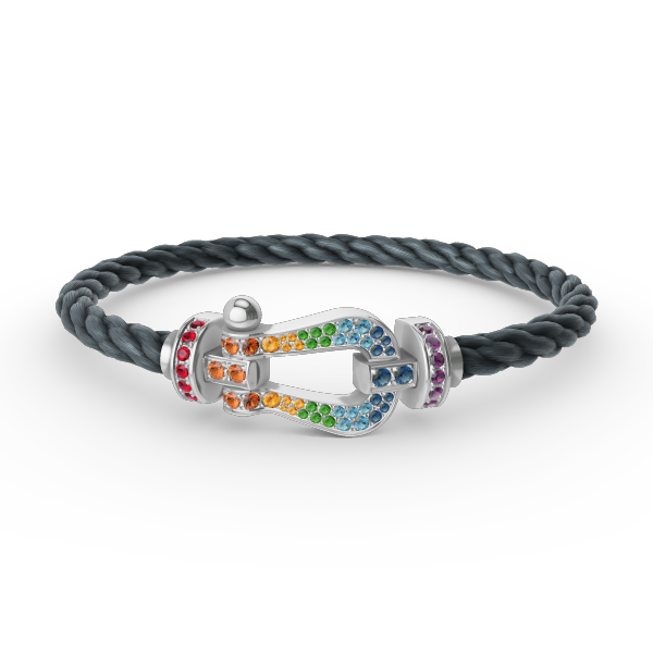 ¡®lume Jewelry¡¯FORC LARGE HORSESHOE  COLORED DIAMOND BRACELET SILVER