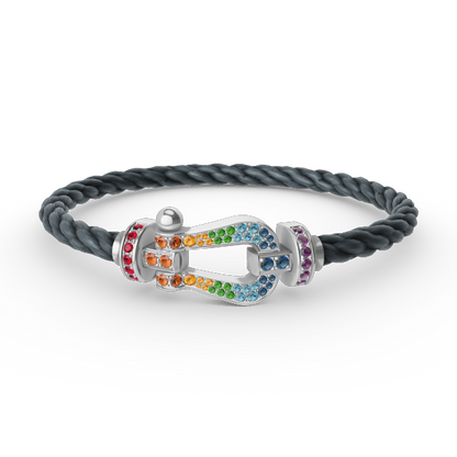 ¡®lume Jewelry¡¯FORC LARGE HORSESHOE  COLORED DIAMOND BRACELET SILVER