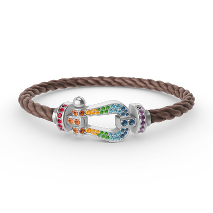 ¡®lume Jewelry¡¯FORC LARGE HORSESHOE  COLORED DIAMOND BRACELET SILVER
