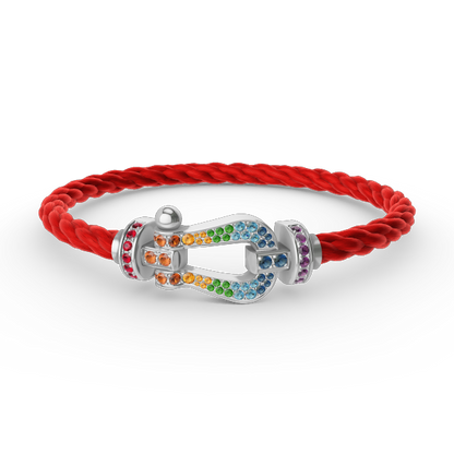 ¡®lume Jewelry¡¯FORC LARGE HORSESHOE  COLORED DIAMOND BRACELET SILVER