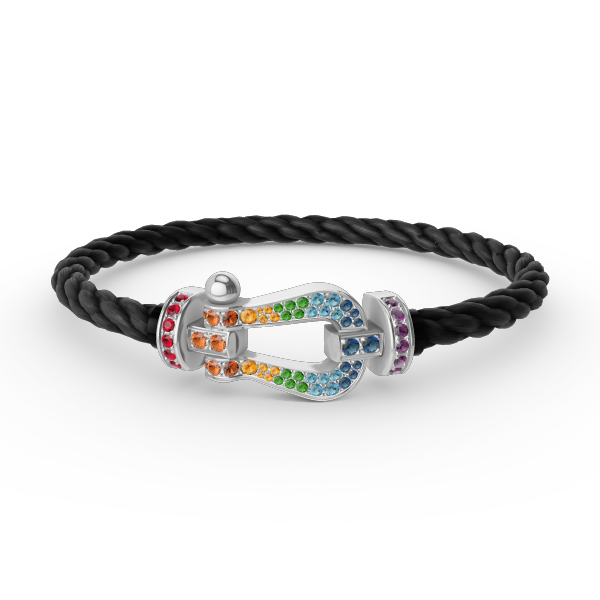 ¡®lume Jewelry¡¯FORC LARGE HORSESHOE  COLORED DIAMOND BRACELET SILVER
