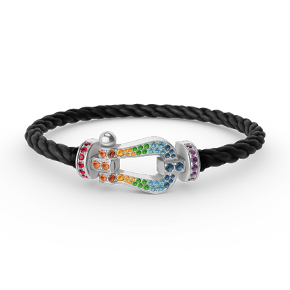 ¡®lume Jewelry¡¯FORC LARGE HORSESHOE  COLORED DIAMOND BRACELET SILVER