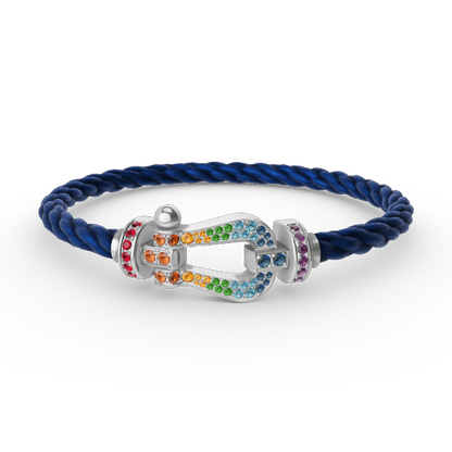 ¡®lume Jewelry¡¯FORC LARGE HORSESHOE  COLORED DIAMOND BRACELET SILVER