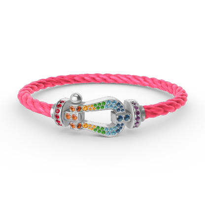 ¡®lume Jewelry¡¯FORC LARGE HORSESHOE  COLORED DIAMOND BRACELET SILVER