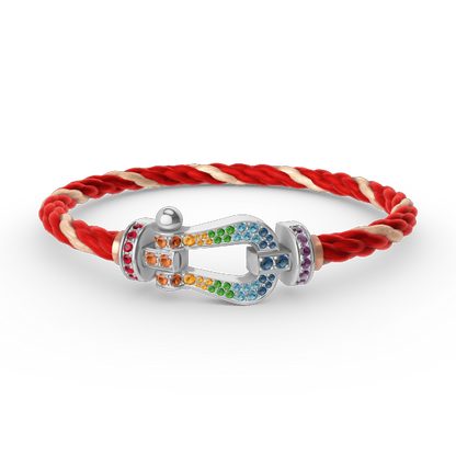 ¡®lume Jewelry¡¯FORC LARGE HORSESHOE  COLORED DIAMOND BRACELET SILVER