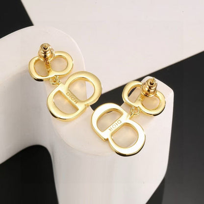 [lume Jewelry]Gold CD Letter Stud Earrings