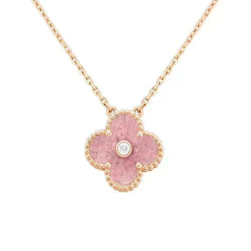 ¡®lume Jewelry¡¯CLOVER 15MM DIAMOND RHODONITE NECKLACE