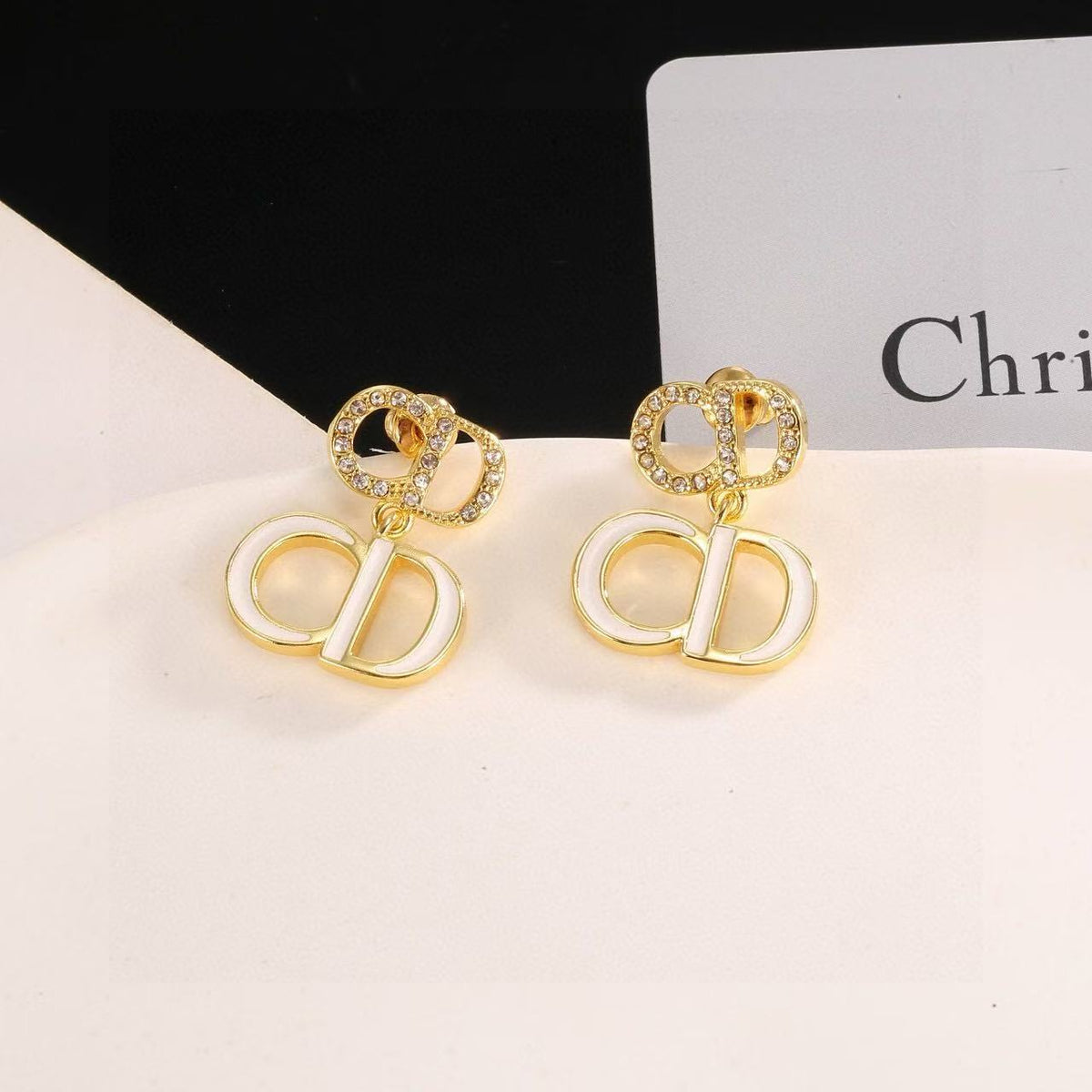 [lume Jewelry]Gold CD Letter Stud Earrings