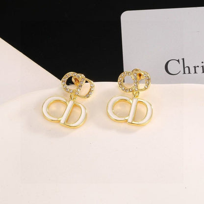 [lume Jewelry]Gold CD Letter Stud Earrings