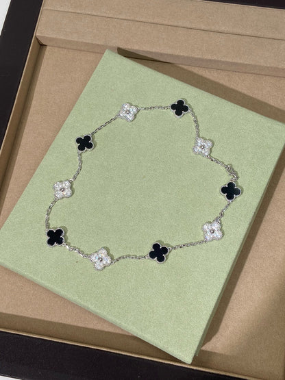 [lume Jewelry] Four-Leaf Clover Ten Elements Panda Diamond Silver Necklace