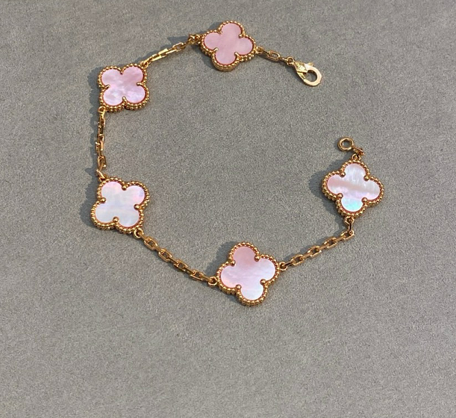 [lume Jewelry]CLOVER 5 MOTIFS Pink  AGATE  BRACELET