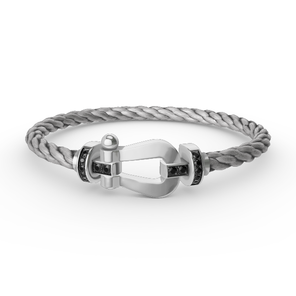 ¡®lume Jewelry¡¯FORCE LARGE HORSESHOE BLACK DIAMOND BRACELET SILVER