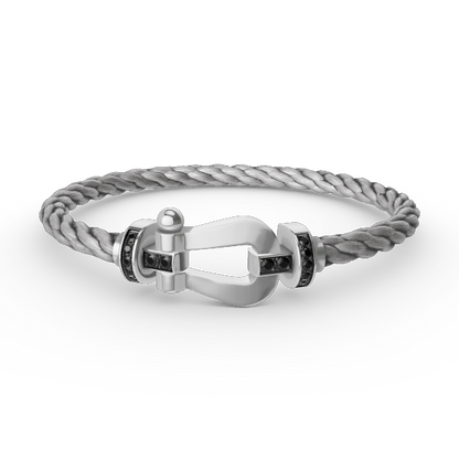 ¡®lume Jewelry¡¯FORCE LARGE HORSESHOE BLACK DIAMOND BRACELET SILVER