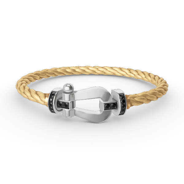 ¡®lume Jewelry¡¯FORCE LARGE HORSESHOE BLACK DIAMOND BRACELET SILVER
