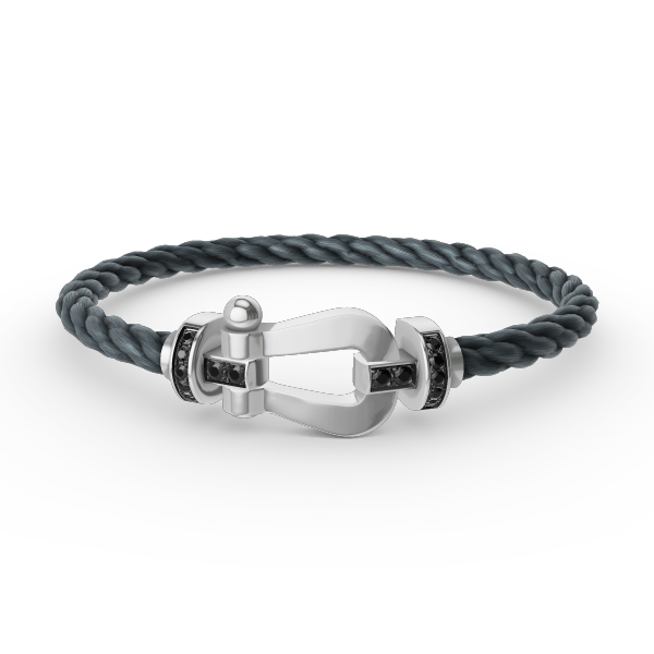 ¡®lume Jewelry¡¯FORCE LARGE HORSESHOE BLACK DIAMOND BRACELET SILVER