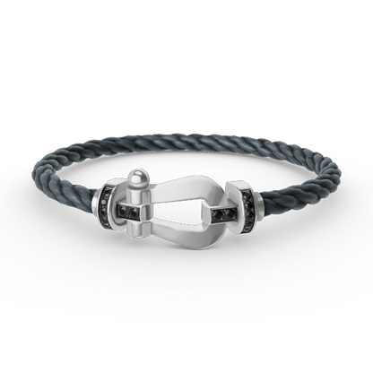 ¡®lume Jewelry¡¯FORCE LARGE HORSESHOE BLACK DIAMOND BRACELET SILVER