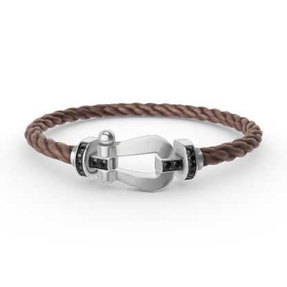 ¡®lume Jewelry¡¯FORCE LARGE HORSESHOE BLACK DIAMOND BRACELET SILVER