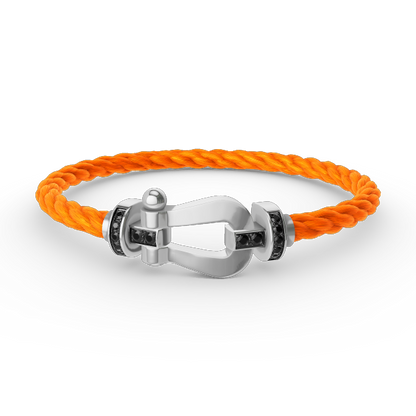 ¡®lume Jewelry¡¯FORCE LARGE HORSESHOE BLACK DIAMOND BRACELET SILVER