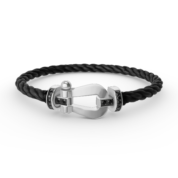 ¡®lume Jewelry¡¯FORCE LARGE HORSESHOE BLACK DIAMOND BRACELET SILVER