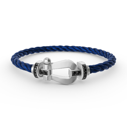 ¡®lume Jewelry¡¯FORCE LARGE HORSESHOE BLACK DIAMOND BRACELET SILVER