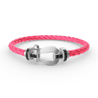 ¡®lume Jewelry¡¯FORCE LARGE HORSESHOE BLACK DIAMOND BRACELET SILVER
