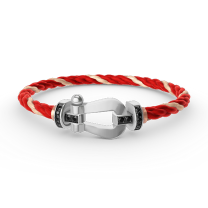 ¡®lume Jewelry¡¯FORCE LARGE HORSESHOE BLACK DIAMOND BRACELET SILVER