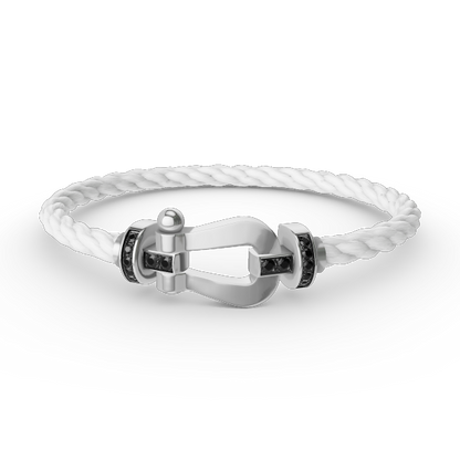 ¡®lume Jewelry¡¯FORCE LARGE HORSESHOE BLACK DIAMOND BRACELET SILVER