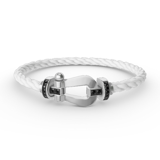 ¡®lume Jewelry¡¯FORCE LARGE HORSESHOE BLACK DIAMOND BRACELET SILVER