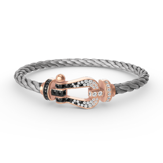 ¡®lume Jewelry¡¯FORCE LARGE HORSESHOE BLACK WHITE DIAMOND BRACELET ROSE GOLD